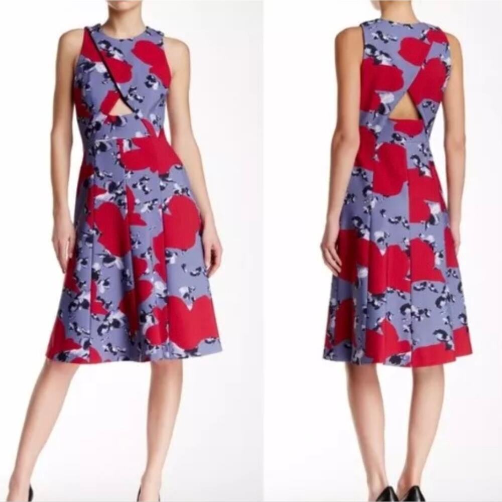 Thakoon Lavender and Red Floral Midi Dress